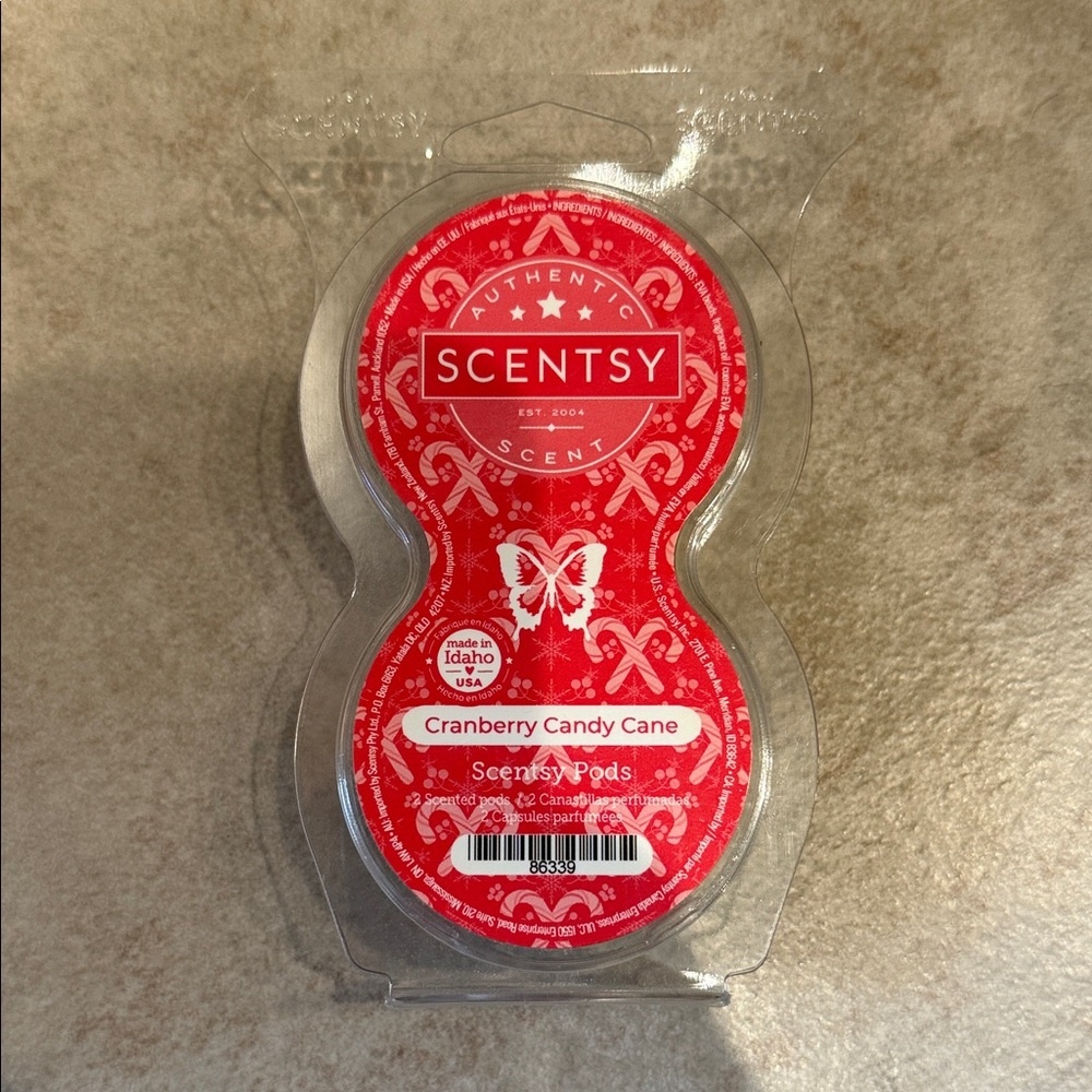 Scentsy Cranberry Candy Cane Scent Pods - Festive Red